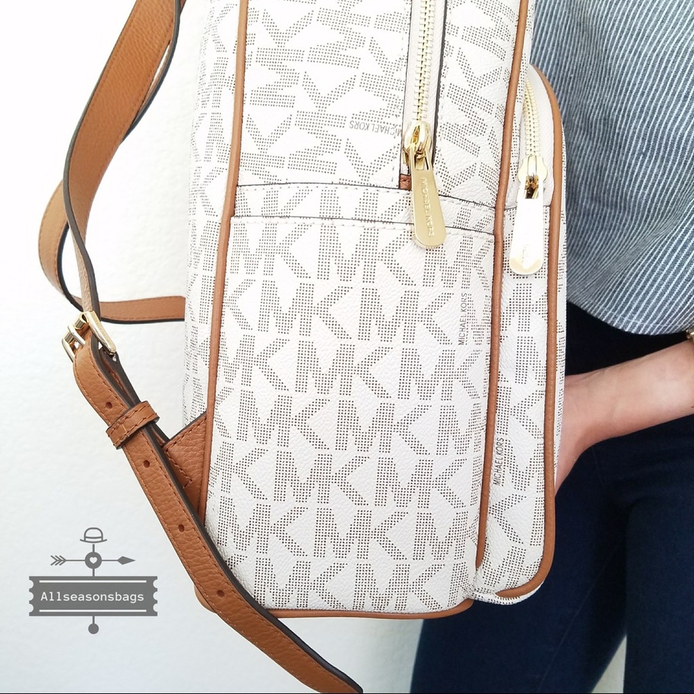 NWT Michael Kors Abbey Large Backpack Vanilla Bag - Picture 7 of 8